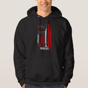 Distress US American Flagga Nurse Stethoscope Nurs Hoodie