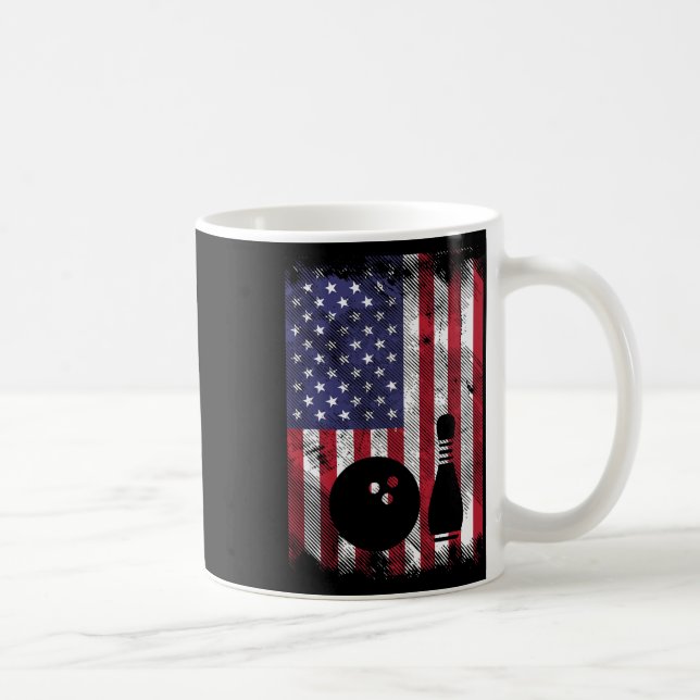Distress Us Flagga Bowling Patriotic Bowlareare Ma Kaffemugg (Höger)