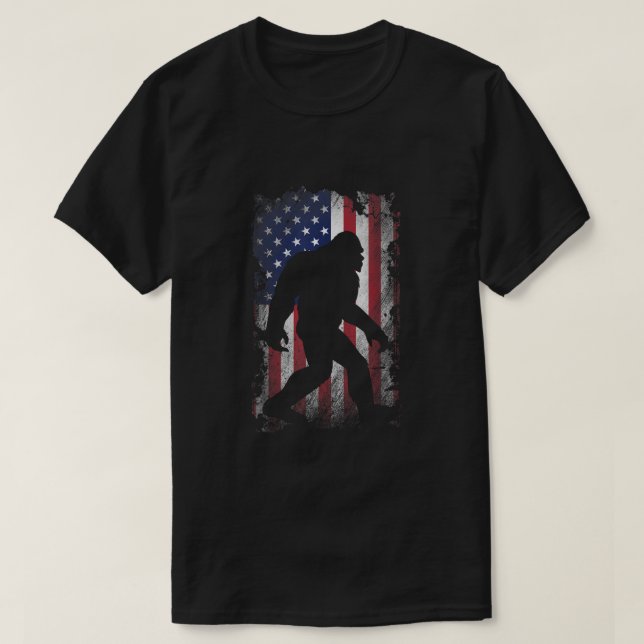Distress USA American Flagga Bigfoot Sasquatch T S T Shirt (Design framsida)