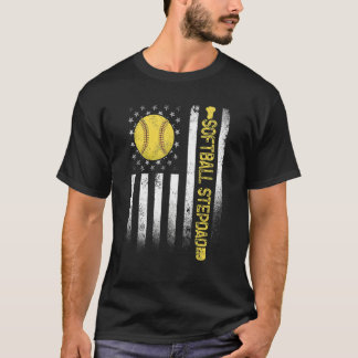 Distress USA American Flagga Softball Stepdad Fath T Shirt