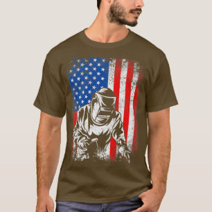 Distress USA American Flagga Welder Welder Welding T Shirt