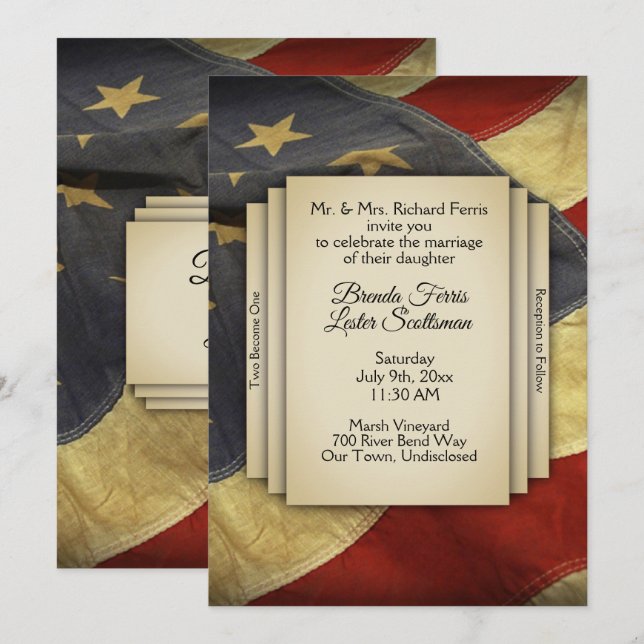 Distress USA flagga bröllopsinbjudan Inbjudningar (Fram/baksida)