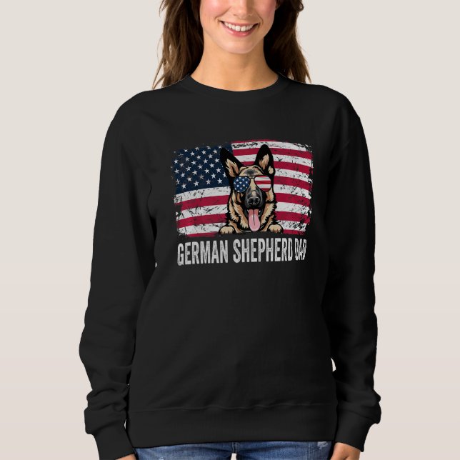 Distress USA flagga German Shepherd Pappa Far Da T Shirt (Framsida)