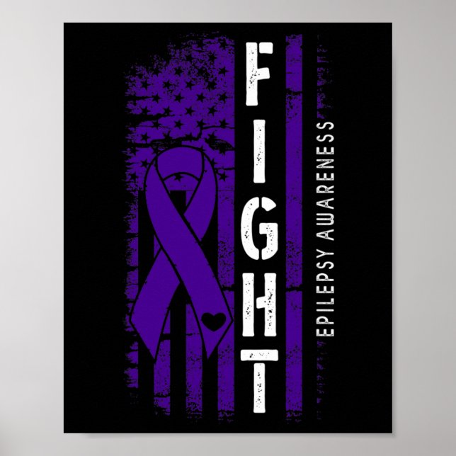 Distress USA flagga Lila Ribbon Fight Epilepsy A Poster (Framsidan)