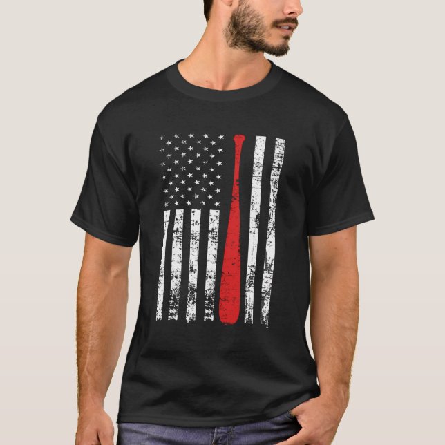 Distress USA flagga ThLED Baseball Fläkt BATT T Shirt (Framsida)