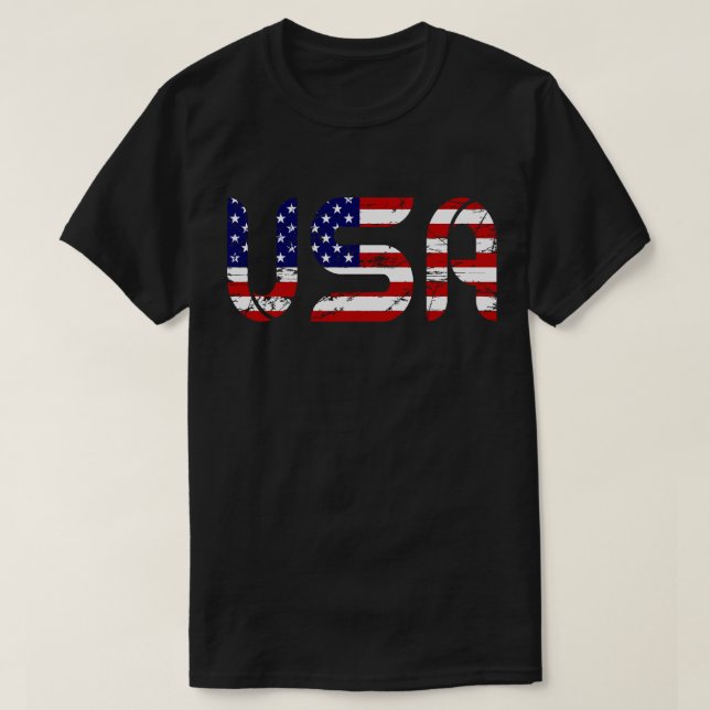 Distress USA flagga Typography T Shirt (Design framsida)