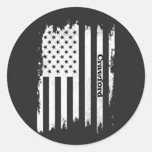 Distress USA flagga White Rand Personlig Namn Runt Klistermärke