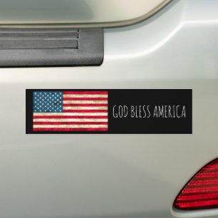 Distress Välsigna dig America Flagga Bildekal