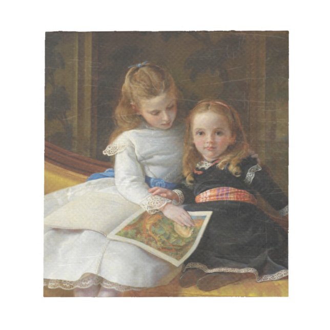 Distress Victorian Two Young Girls Anteckningsblock (Framsida)