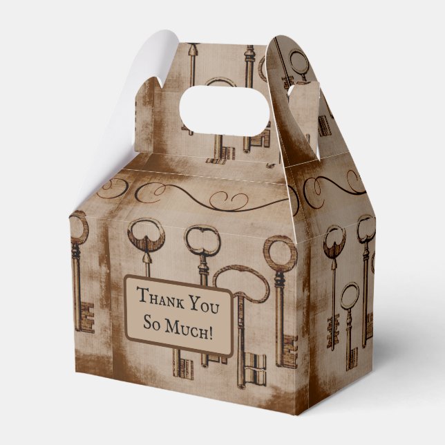 Distress Victorian Vintage Antique Skeleton Nyckla Presentaskar (Framsidan Sidan)