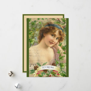 Distress Victorian Woman i Garden Julkort