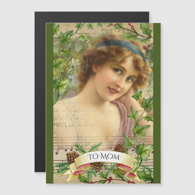 Distress Victorian Woman i Garden Magnetic (Fram/baksida)