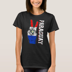 Distress Victory Two Finger Paraguay Flagga Patri T Shirt