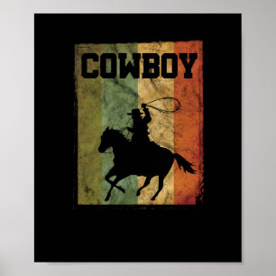 Distress Vintage Cowboy Rodeo Horse Riding Poster