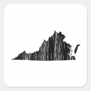 Distress Virginia State Outline Fyrkantigt Klistermärke