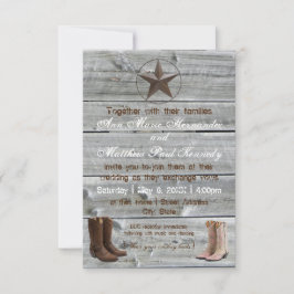 Distress Wood Cowboy Boots-3x5Bröllopsinbjudan Inbjudningar
