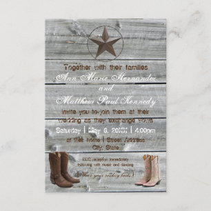 Distress Wood Cowboy Boots-3x5Bröllopsinbjudan Inbjudningar