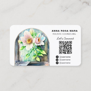 *~* Distress Wood Flowers LOGOTYP AP49 QR Visitkort