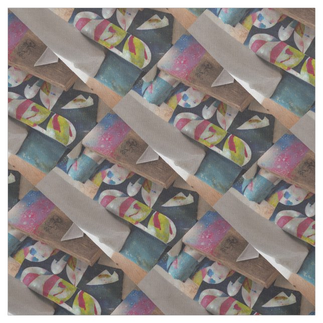 Distress Wood & Graffiti Cotton Tyg (Provkarta)