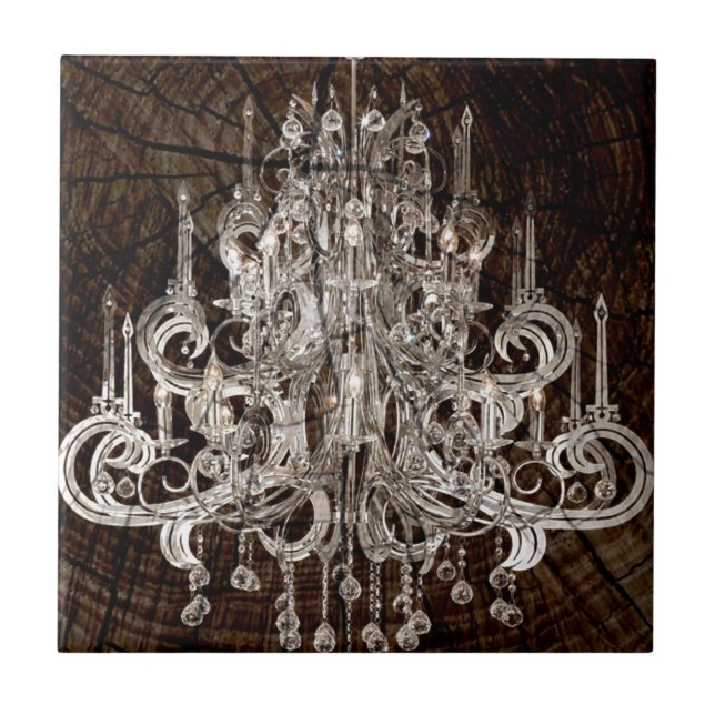 Distress Wood Grain Primitive land Chandelier Kakelplatta (Framsidan)