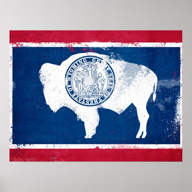 Distress Wyoming Statlig flagga Poster (Framsidan)
