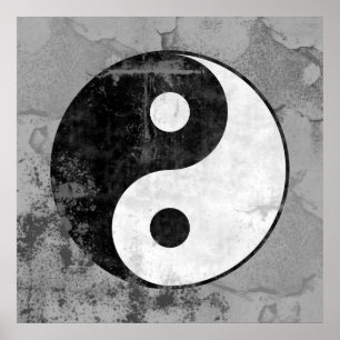 Distress Yin Yang Symbol Poster