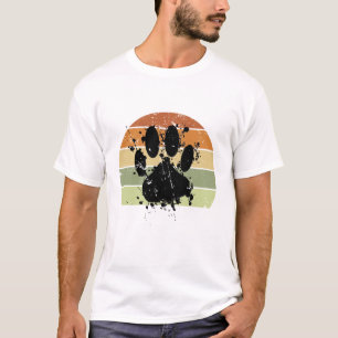 Distressa färgspridare Hund Paw Skriv ut återgång  T Shirt