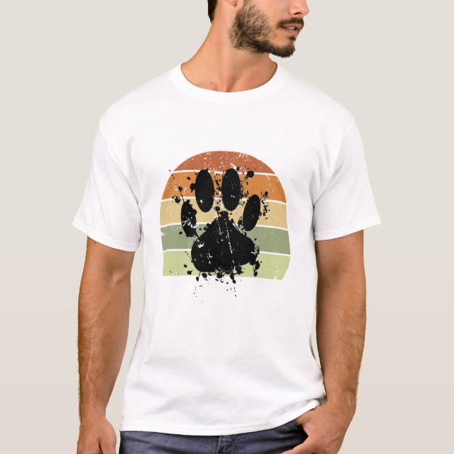 Distressa färgspridare Hund Paw Skriv ut återgång  T Shirt (Framsida)