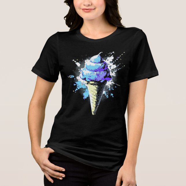 Distressad Abstrakt Ice Cream Splatter Kvinnor T Shirt (Framsida)