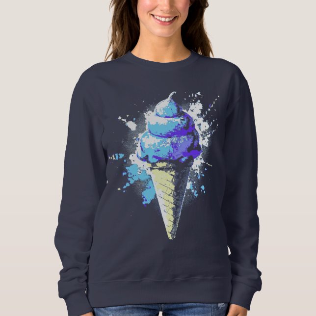 Distressad Abstrakt Ice Cream Splatter Kvinnor T Shirt (Framsida)
