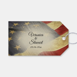 Distressad amerikansk Flagga Namn och Date Presentetikett