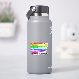 Distressad amerikansk Flagga Rainbow - värd för Bä Klistermärken
