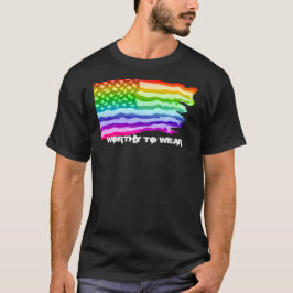 Distressad amerikansk Flagga Rainbow - värd för Bä T Shirt