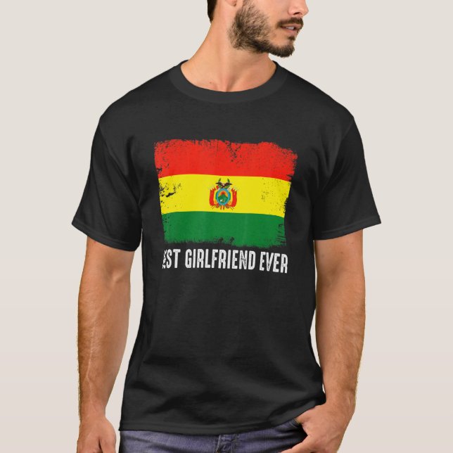 Distressad Bolivia Flagga Best Girlkompis Aldrig P T Shirt (Framsida)