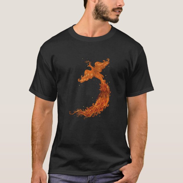 Distressad mytologi Fläkt Mythical Fire Bird Flygn T Shirt (Framsida)