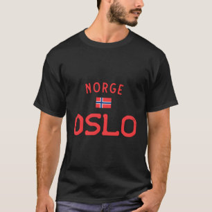 Distressad Oslo Norge-Norge med norsk Flagga T Shirt