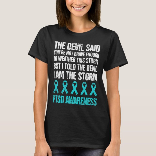 Distressad post-Traumatic Stressa Ptsd-medvetenhet T Shirt (Framsida)