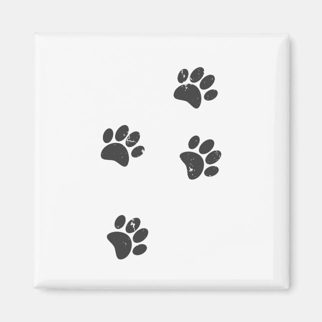 Distresse Hund Tass Tracks Magnet (Framsidan)
