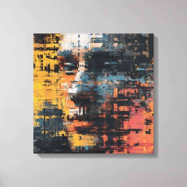 Distressed Abstract Expressionism Teal and White Canvastryck (Framsida)