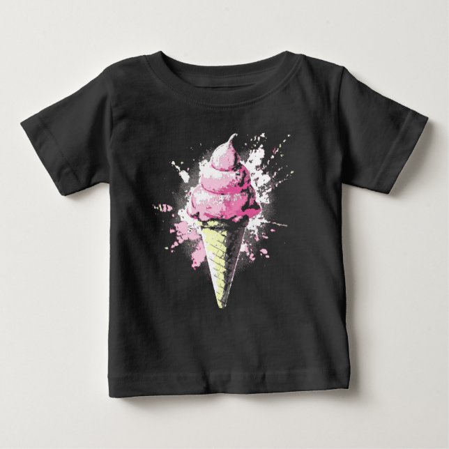 Distressed Abstract Pink Ice Cream Splatter T Shirt (Framsida)