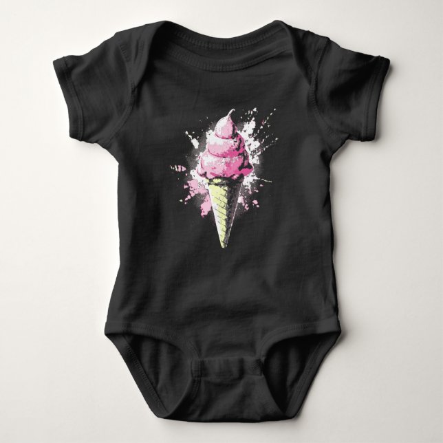 Distressed Abstract Pink Ice Cream Splatter T Shirt (Framsida)
