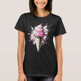 Distressed Abstrakt Rosa Glassprut Damen T Shirt