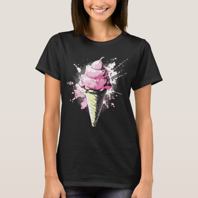 Distressed Abstrakt Rosa Glassprut Damen T Shirt (Framsida)