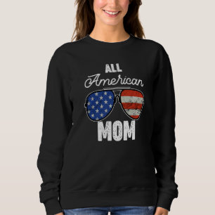 Distressed All American Mom USA Flag Solsynnbrillo T Shirt