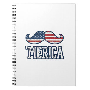 Distressed America Moustache Patriotisk Vektor Des Anteckningsbok
