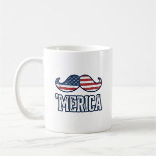 Distressed America Moustache Patriotisk Vektor Des Kaffemugg