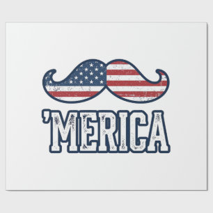 Distressed America Moustache Patriotisk Vektor Des Presentpapper