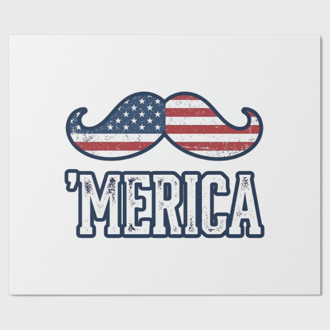 Distressed America Moustache Patriotisk Vektor Des Presentpapper (Platt)