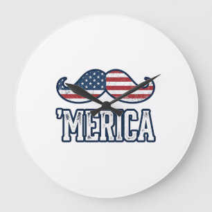 Distressed America Moustache Patriotisk Vektor Des Stor Klocka
