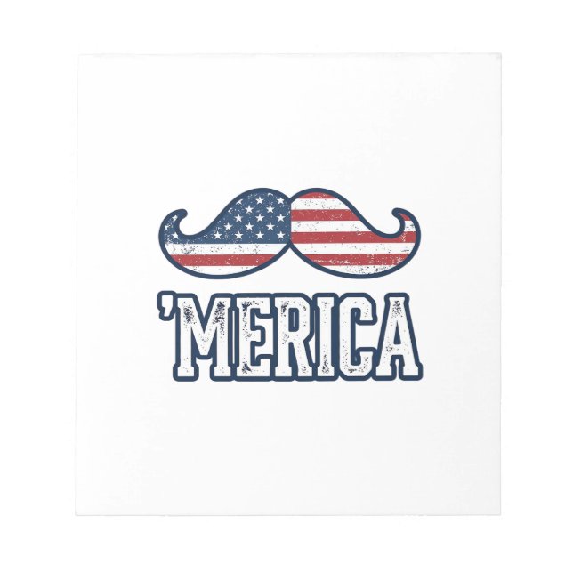 Distressed America Mustasch Patriotisk Vektor Desi Anteckningsblock (Framsida)